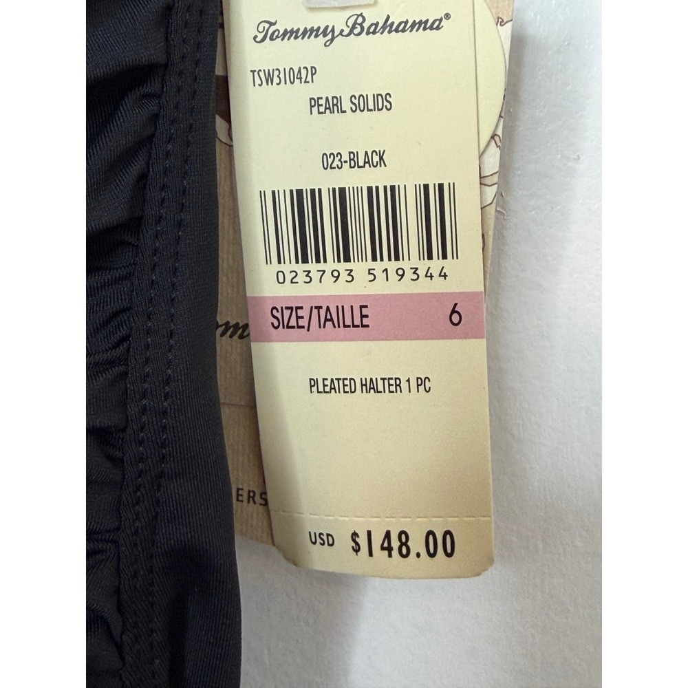 Tommy Bahama Pearl Solids Black Halter One Piece Swimsuit TSW31042P Size 6 - Picture 3 of 9